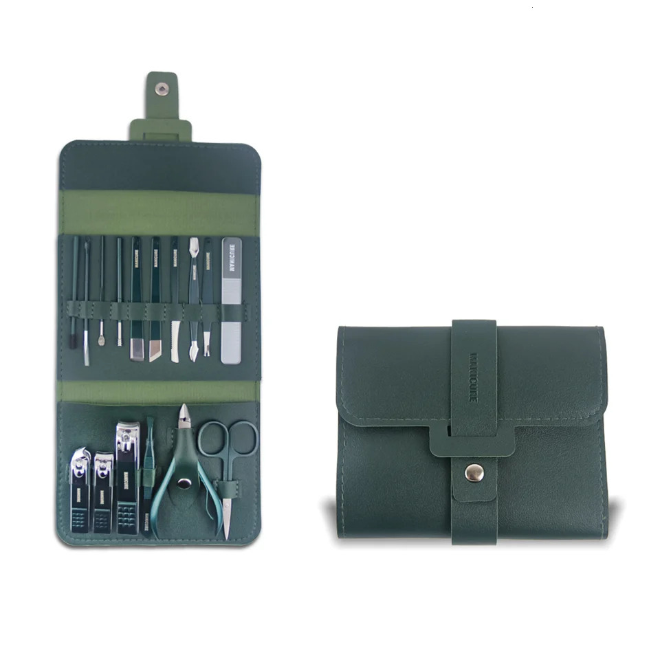 Stainless Steel Nail Clipper Set Grooming Tool Set With Portable Case Manicure Art Tool Green Nails Cut 241225