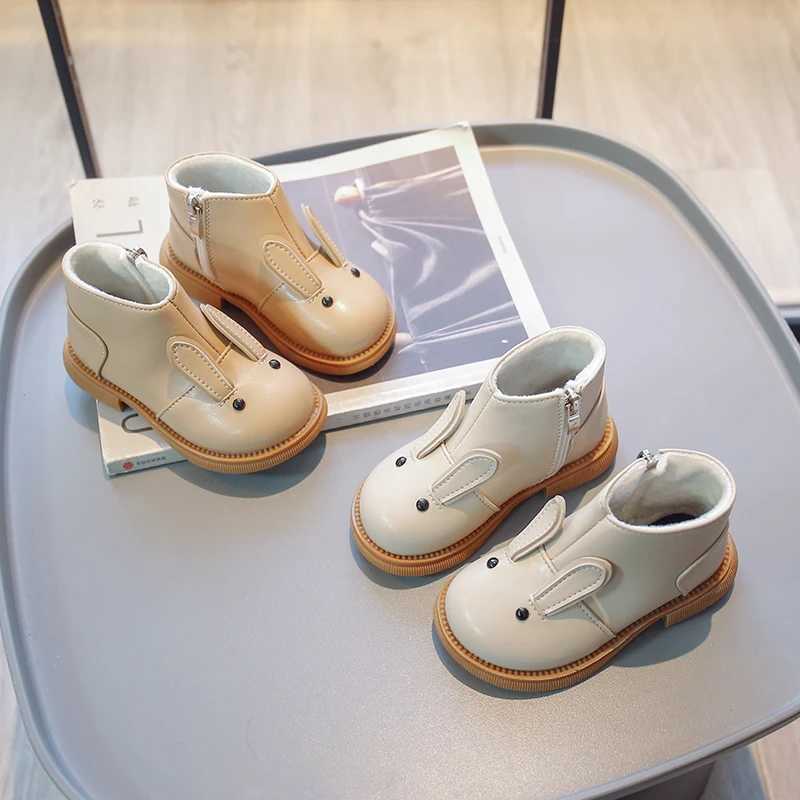 Athletic Outdoor Childrens Boots 1-8 Years Old Khaki Color Padded Boys Girls Leather Shoes Autumn and Winter Soft Non-slip Kid Baby Martin Boots H2412