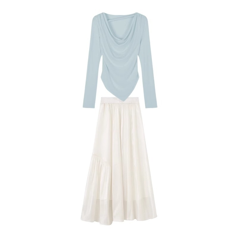J1103 Autumn women's clothing 2024 new tea dress women's autumn and winter small Korean style outfit a complete set