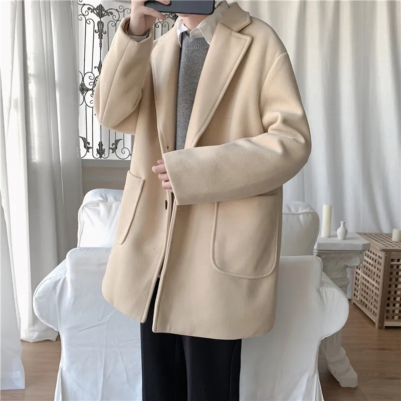 VERSMA Japanese Trendy Causal Vintage Winter Thick Wool Trench Coat Men Autumn Oversized Long Sleeve Male Overcoat Plus Size 5XL 241225