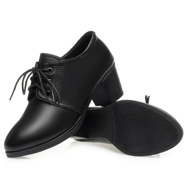 AIYUQI Women Shoes Dress Anti Slip Autumn Genuine Leather Mid Heel Women Shoes Large Lace Up Office Women Shoes