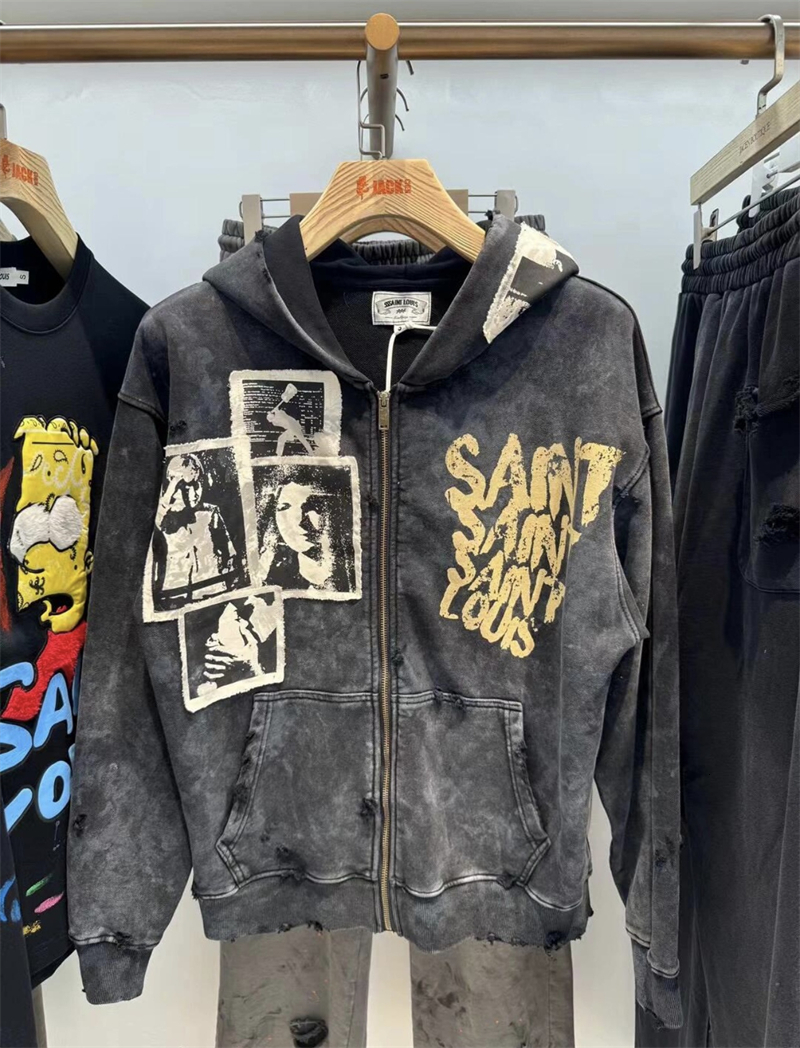 Portrait Photo Print Saint Zipper Hoodies Men Women Best Quality Vintage Oversize Sweatshirts Hooded With Tag