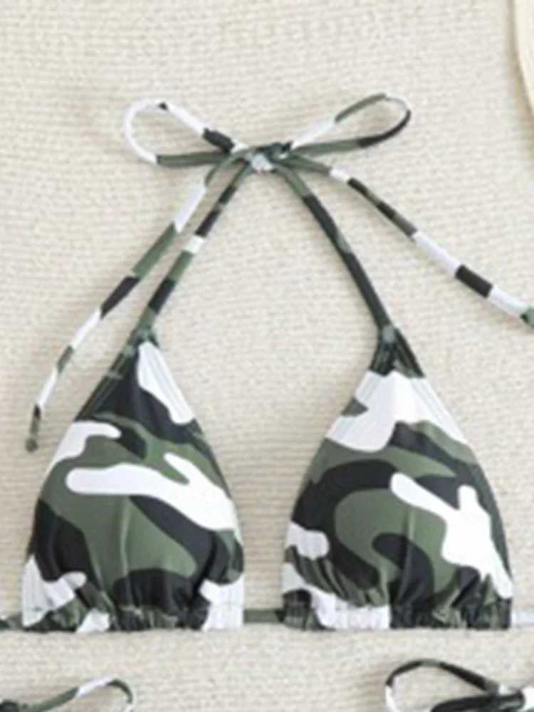 Circyy sexy swimsuit womens bikini set camouflage print two-piece womens swimsuit lace fashion swimsuit holiday beachwearW241225