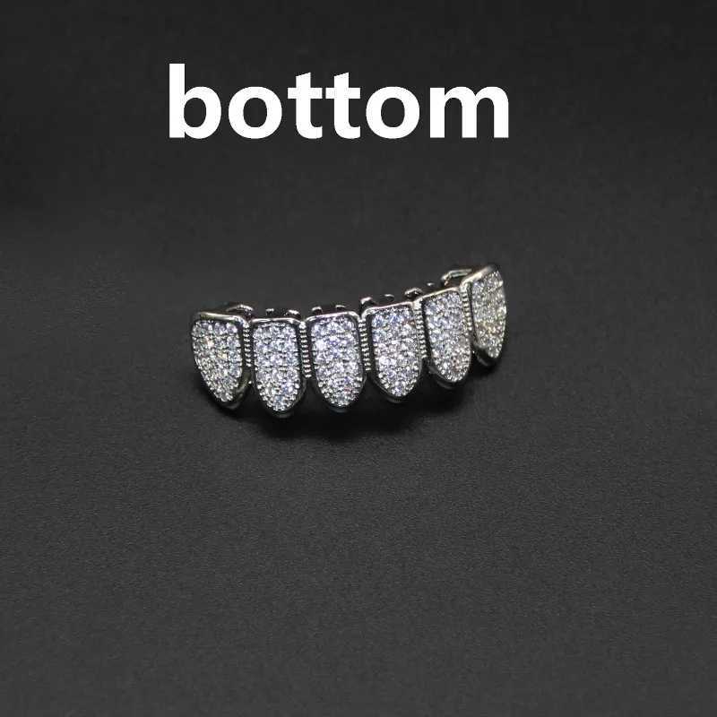 HipHop CZ Teeth Set For Unisex Top Bottom Mouth Gold Silver Color Teeth Tooth C Removable Dental Fashion JewelryXJ241225