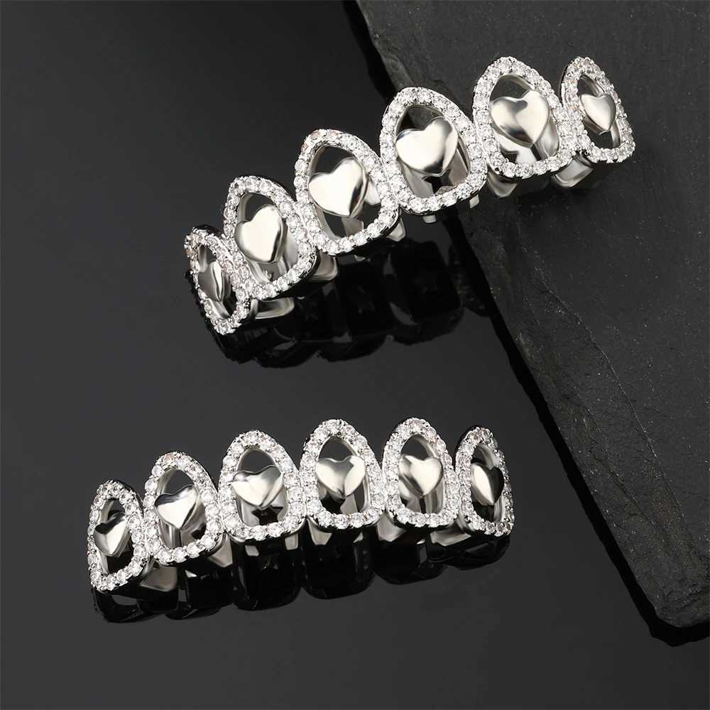 CZ Teeth Grillz Cs Cubic Zircon d Out Micro Pave Top Bottom Charm Grills For Men Women Hip Hop Jewelry GiftXJ241225