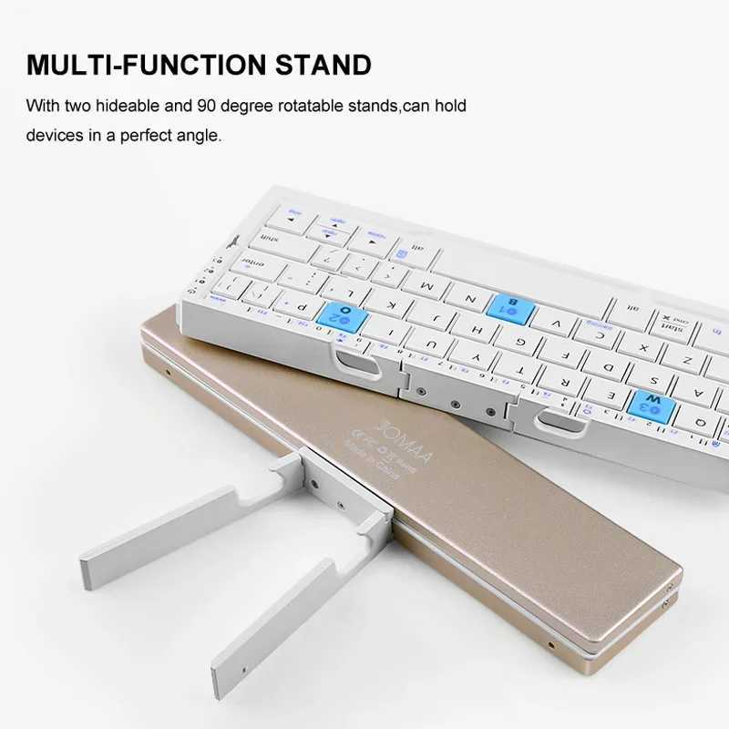 Jomaa Foldable etooth Keyboard Rechargeable Keyboard Mini Folding Wireless Keyboard Aluminum Keypad With Stand For PhoneXJ241225