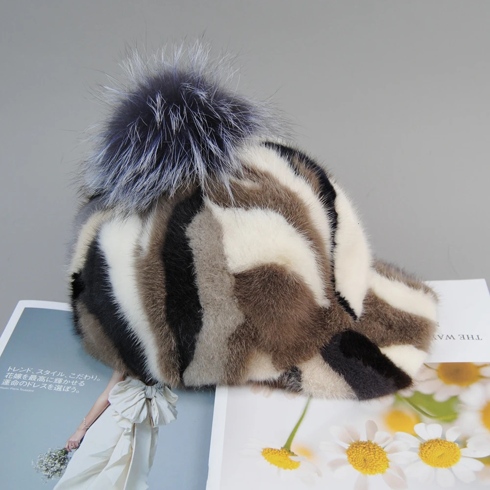 Women Genuine Real Natural Mink Fur Hat Adult Handmade Warm Winter Baseball Cap Lady Elegant Stylish Warm Caps 241225