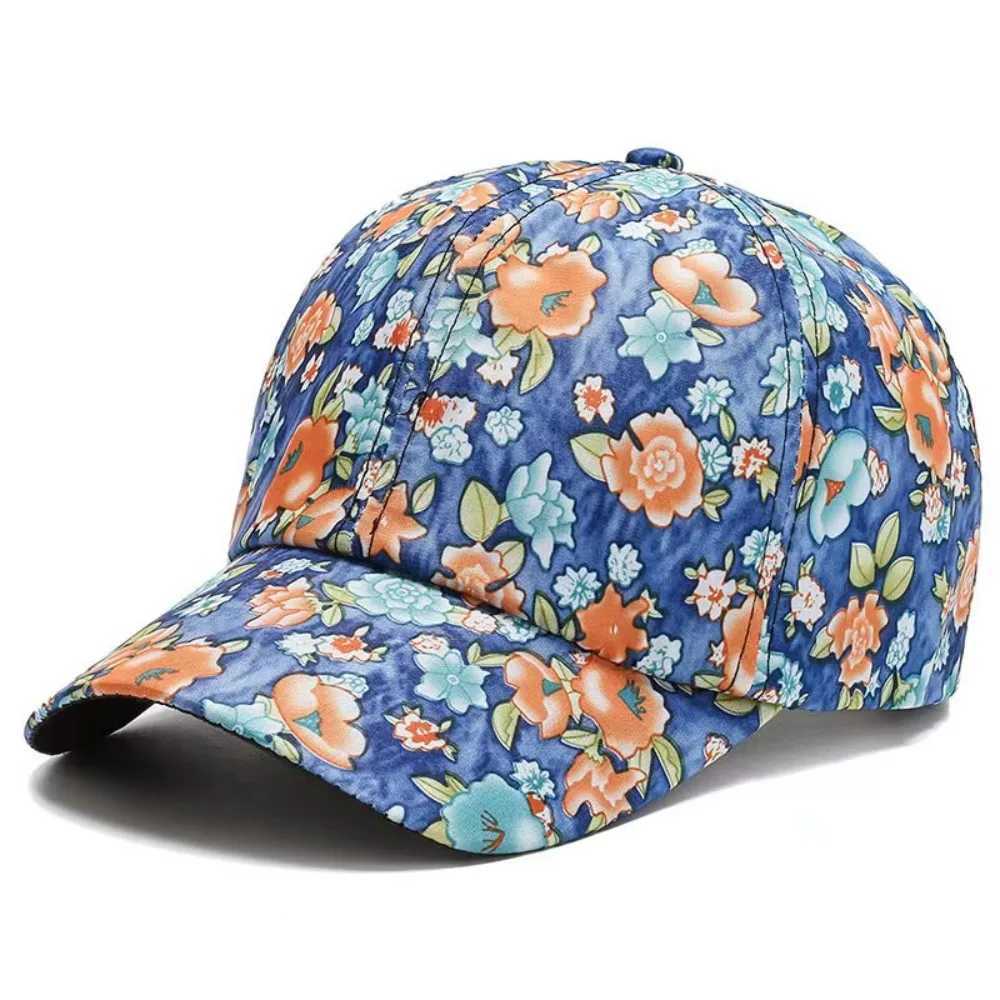 Adjustable cotton baseball cap fashionable printed breathable elegant padded cap casual retro leather cap for women W241225