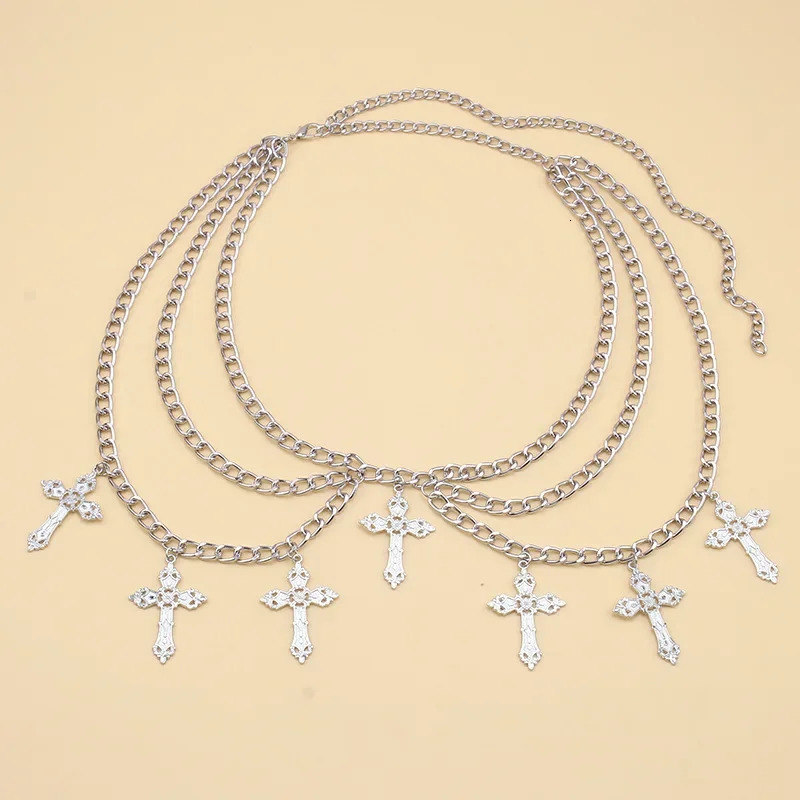Y2K Ladies Waist Chain Sexy Multi-layer Cross Body Chain with Wave Side Swing Chain INS Sexy for Women Body Jewelry Accessories 241225