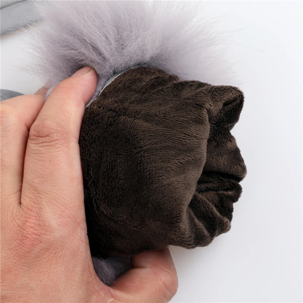 Sheepskin Natural Fox Fur Trimming Gloves Womens Genuine Leather Wrist Warmer Glove Winter Warm Fashion Mittens Fleece Lining 241225
