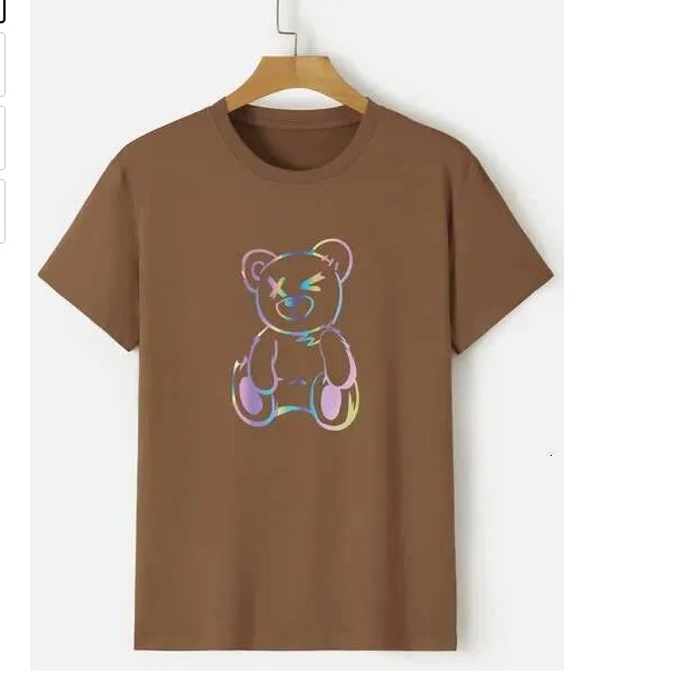 Men's Casual Teddy Bear Print Crew Neck Tee - Short Sleeves, Comfort Fit