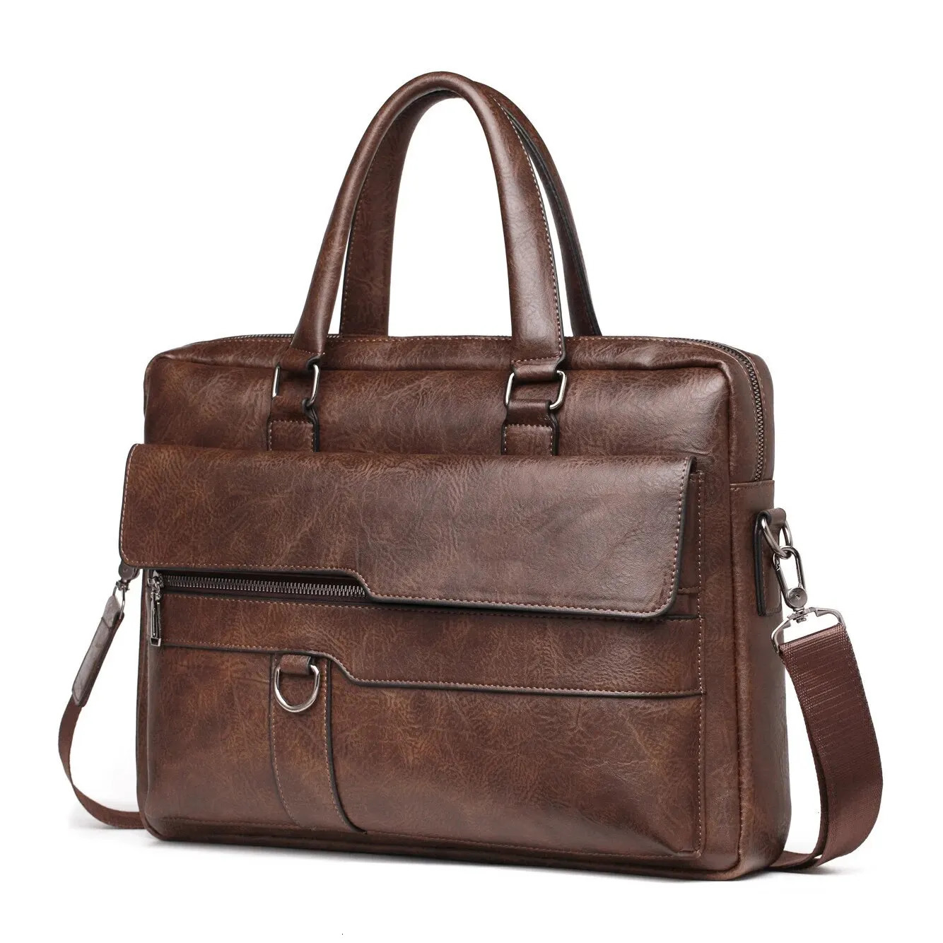 14 Inch Laptop Bag Men Briefcase Bag High Quality Business PU Leather Shoulder Messenger Bags Office Handbag 241225
