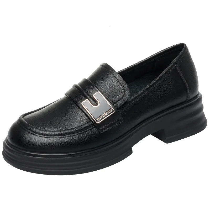 Chunky Loafers Shoes Spring Women Japanese Style Slip On Black Single Pumps Shoes Women Fashion Girls Thick Sole Heel 241225