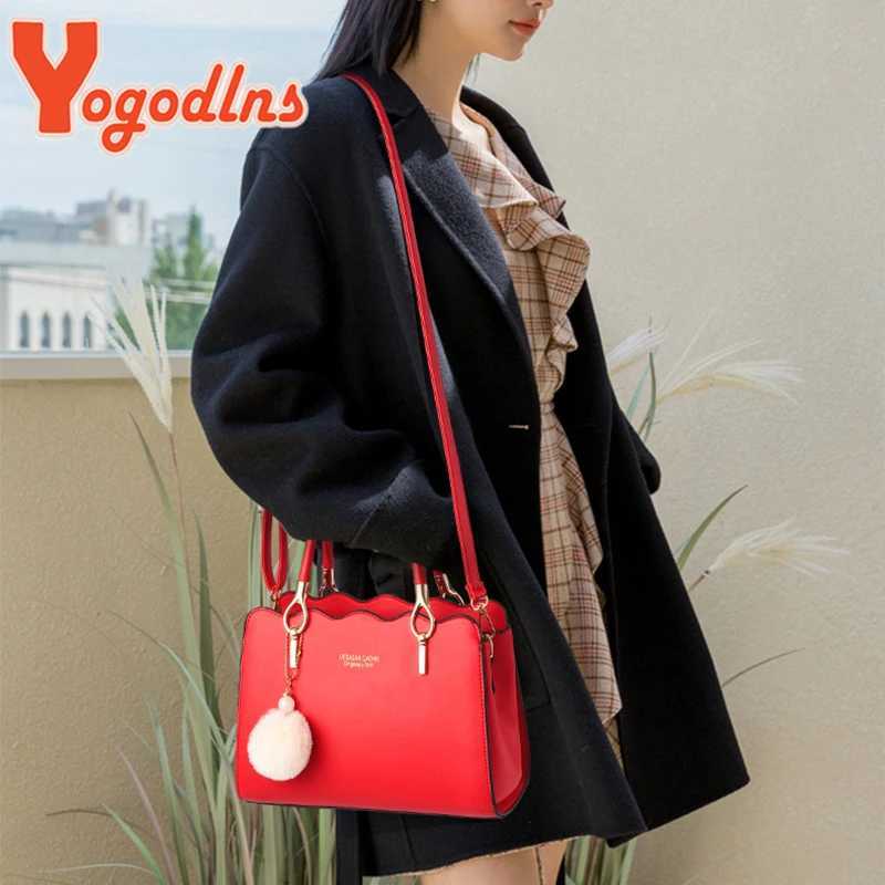 Yogodlns Women Handbags Ladies Large Tote Bag Female Square Shoulder Bags Bolsas Femininas Sac PU Leather Hairball Crossbody BagXJ241225