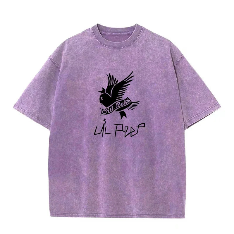 230G Cotton T-shirt Vintage Short Sleeve Lil Peep Cry Y2K American Retro T Shirt Men Women Summer Hip Hop Harajuku Tees 241224