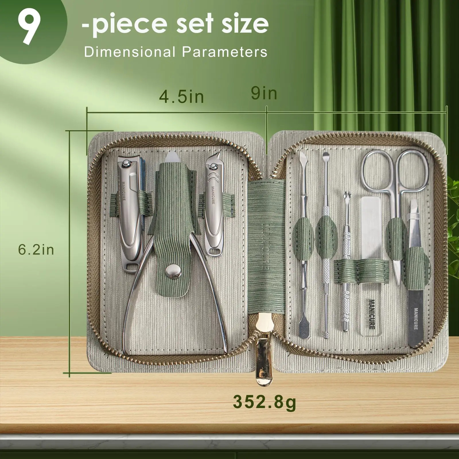 Manicure Set Professional 9 in 1 Nail Clippers Set Stainless Steel Manicure kit With PU Leather Case Fingernail Toenail Clip 241225