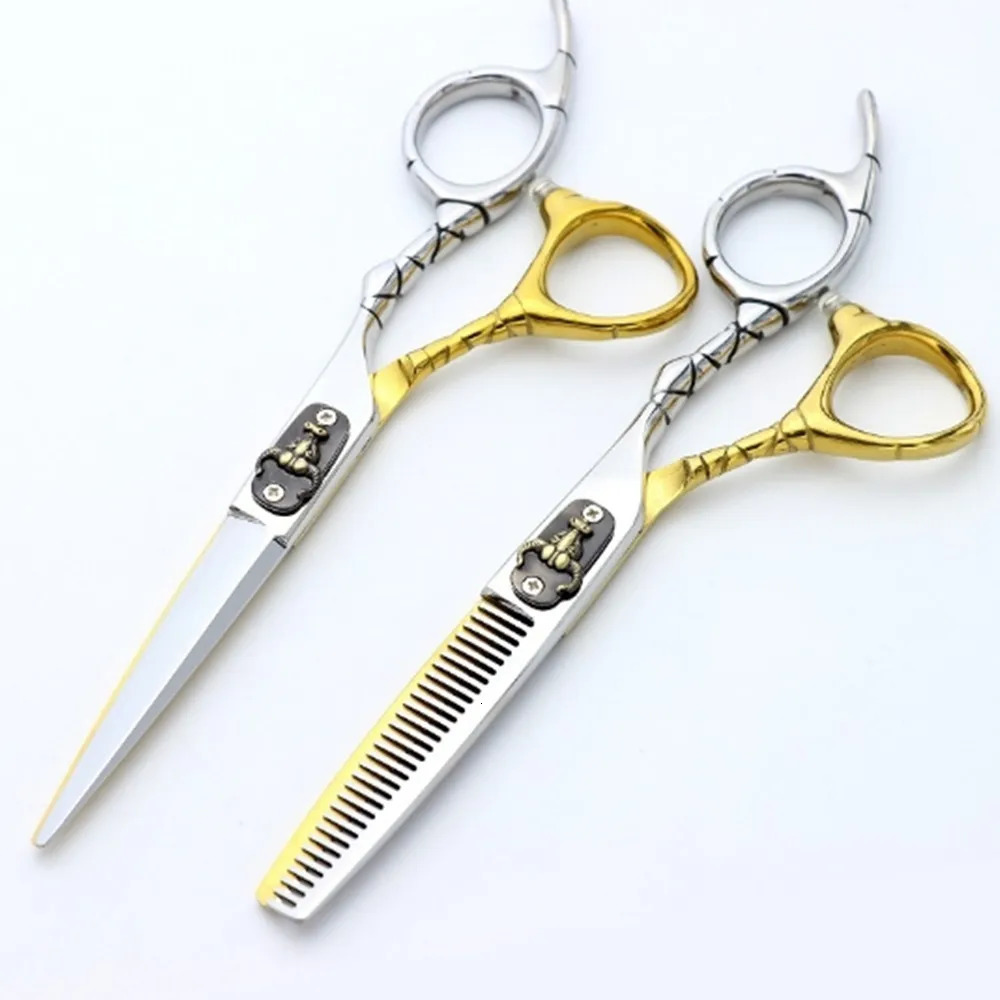 Professional 6 inches Japan 440c steel Bull Head Hair Scissors Haircut Thinning Barber Cut Shears Hairdressing Scissors Tools 241225