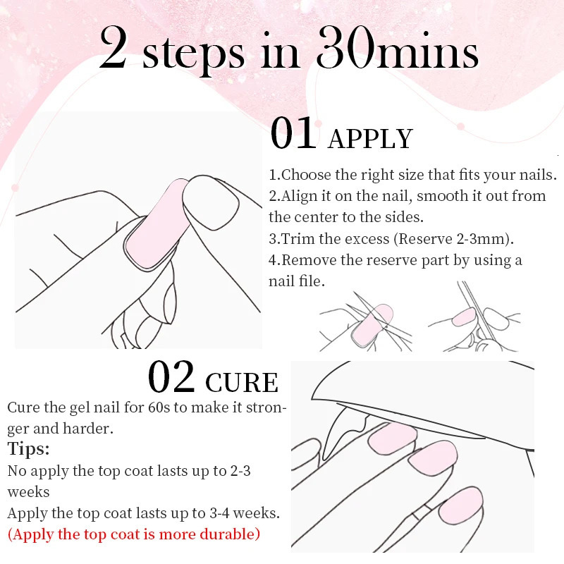 Harunouta 4Pcs/Set Semi Cured Gel Nail Strips with Nail Dryer Nail File Wooden Stick Milky Opal Sparkly Shinning LED Cured Wraps 241225