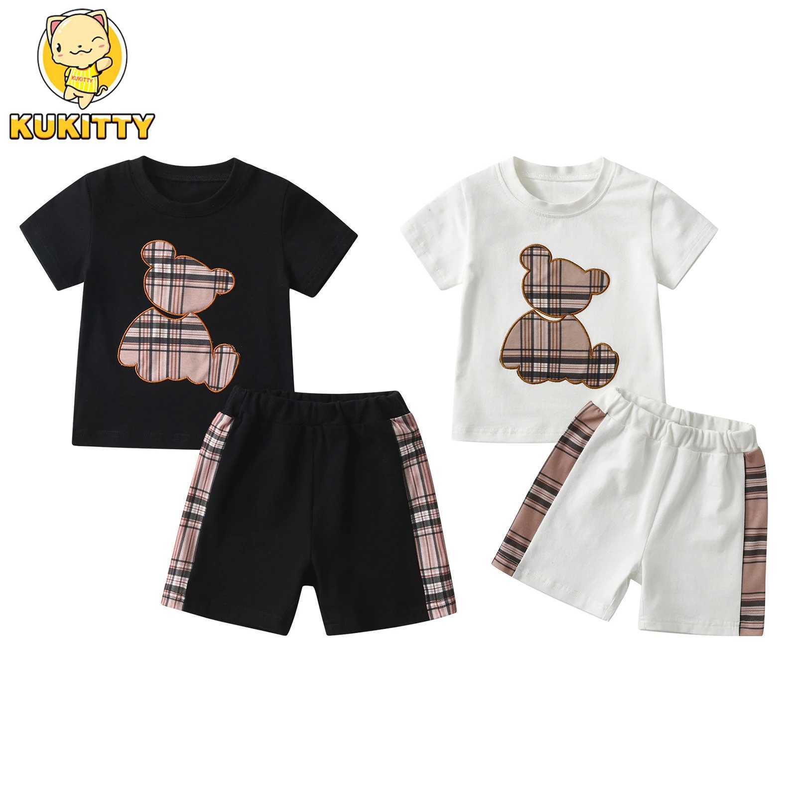 Clothing Sets Kukitty Cute Preschool Baby Boy 2PCS Clothing Set Summer Thin Cotton O-Neck Short Sleeve T-shirt Boys Shorts SetY2412254Q1S