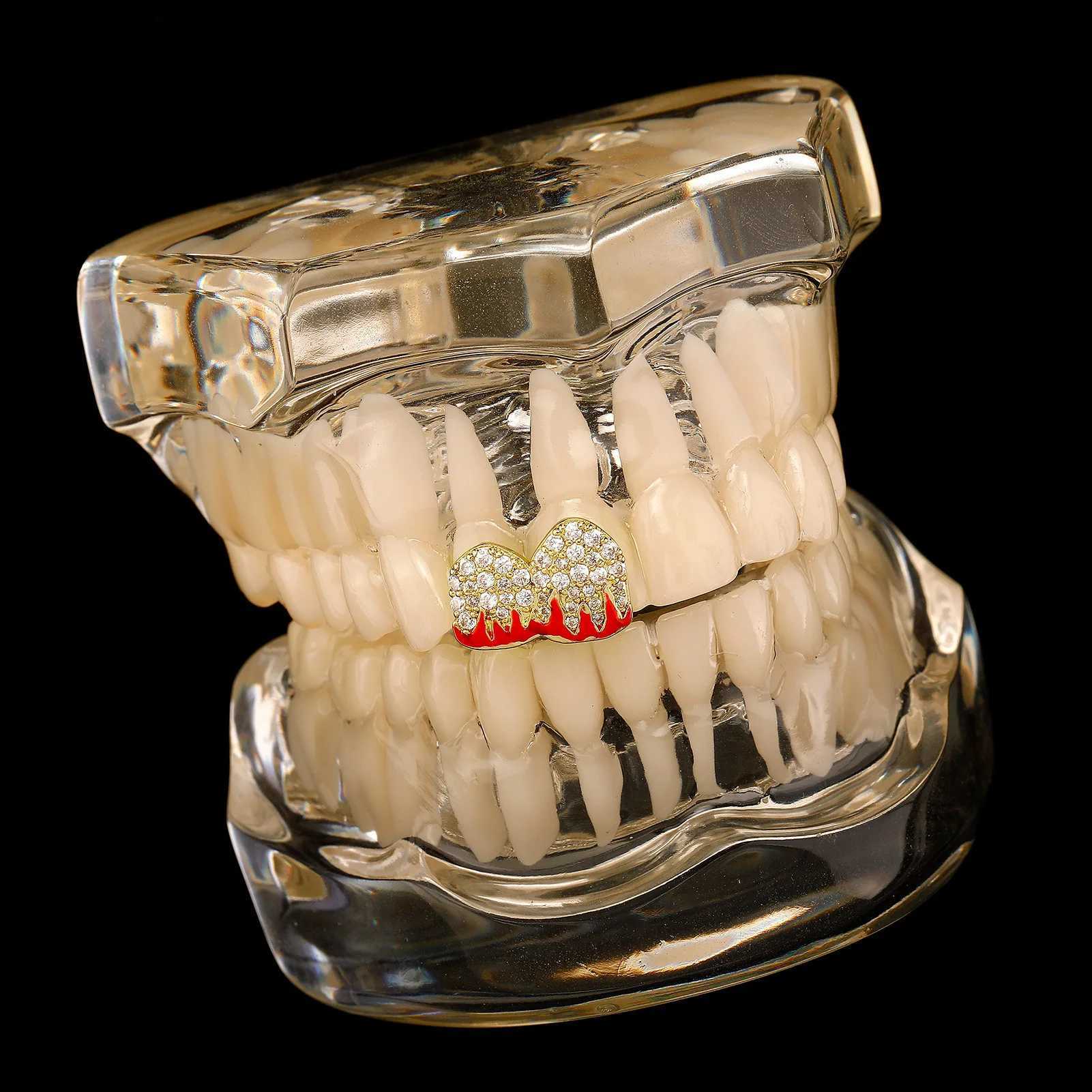 Halloween Teeth Grillz Gold/Silver Plated HipHop Single Tooth Grillz Top/Bottom Dental Grill Teeth C Men Women Fashion JewelryXJ241225