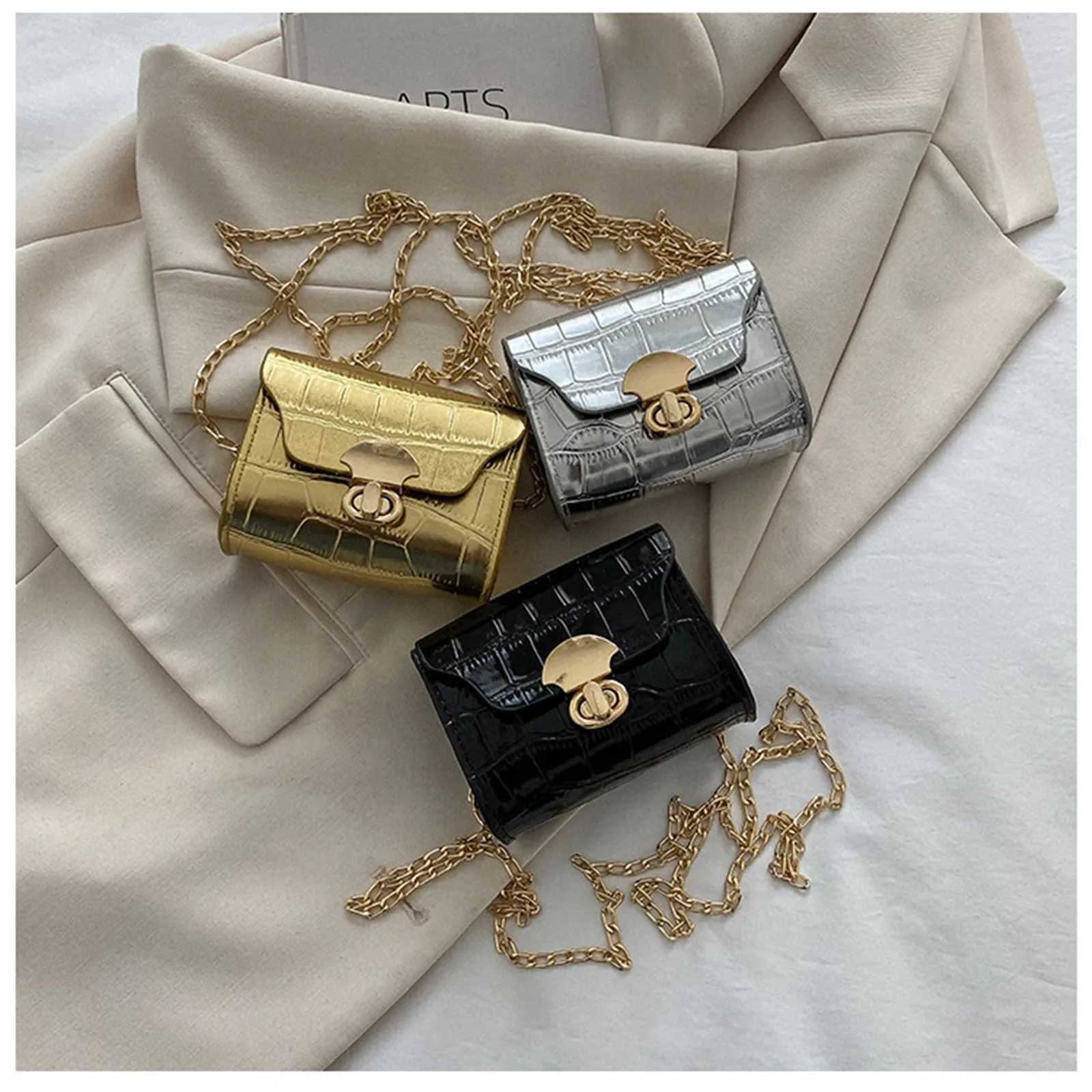 Fi Travel Purse Mini Wallet Small Square Bag Girls Wallet Crossbody Bag Shoulder Bag For Women Black Gold SierXJ241225