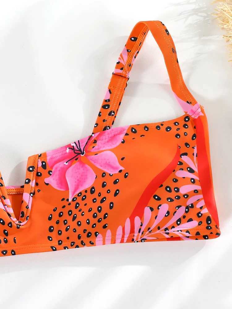 Rinabe high waisted swimsuit womens printed bikini swimsuit beachwear sexy swimsuit two-piece bikini set bandage BiquinisW241225