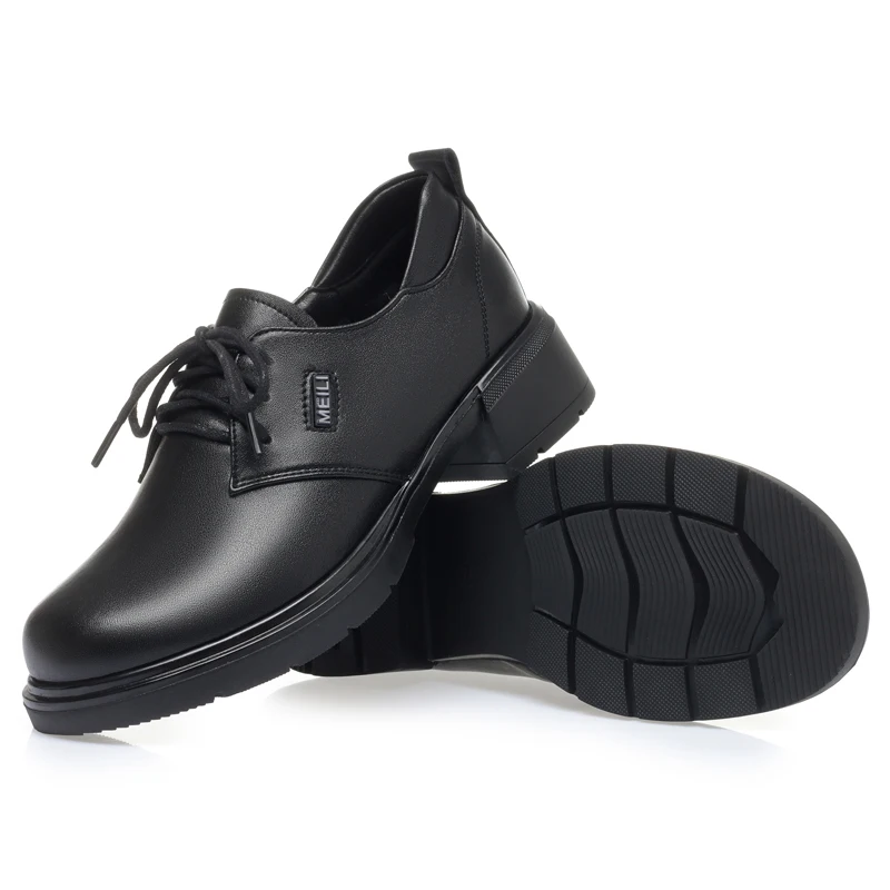 AIYUQI Women Oxford Shoes British Style Loafers Women Large Size Non-Slip Genuine Leather Women's Shoes