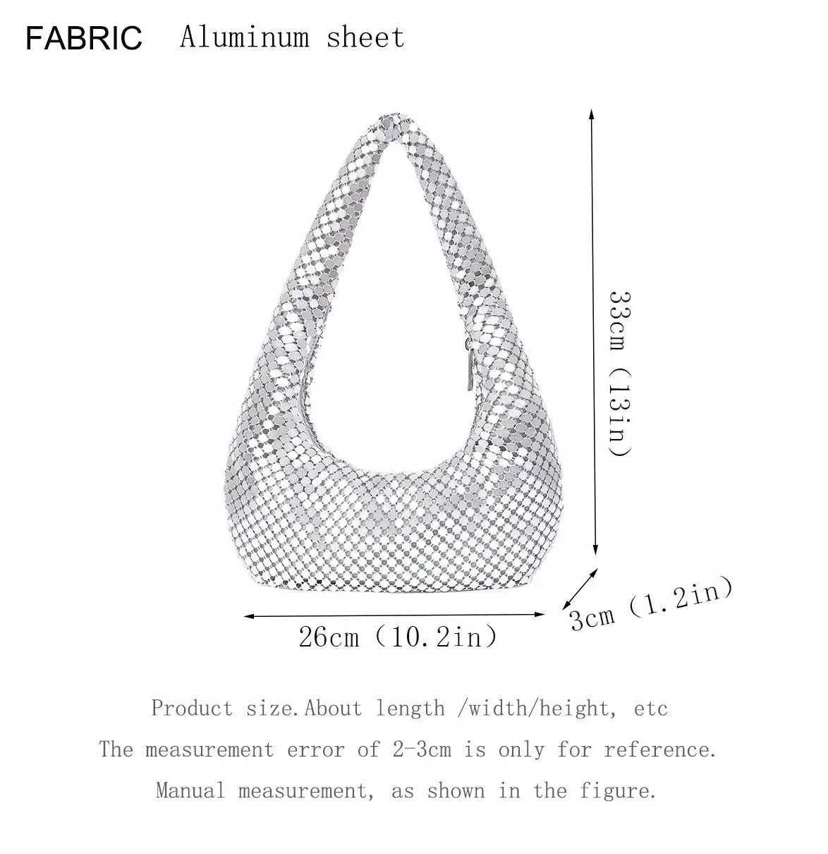 Gold aluminum womens evening bag top handle handbag luxury silver shoulder bag fashionable underwear bag shiny handbag Z241225