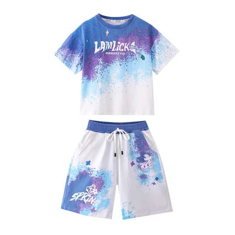 Clothing Sets Children Girls Boy Clothes Letter Gradient T-shirt and Shorts Set Kid Girl Graffiti Short Sleeve Top Bottom 2pcs Suit TracksuitY2412259N