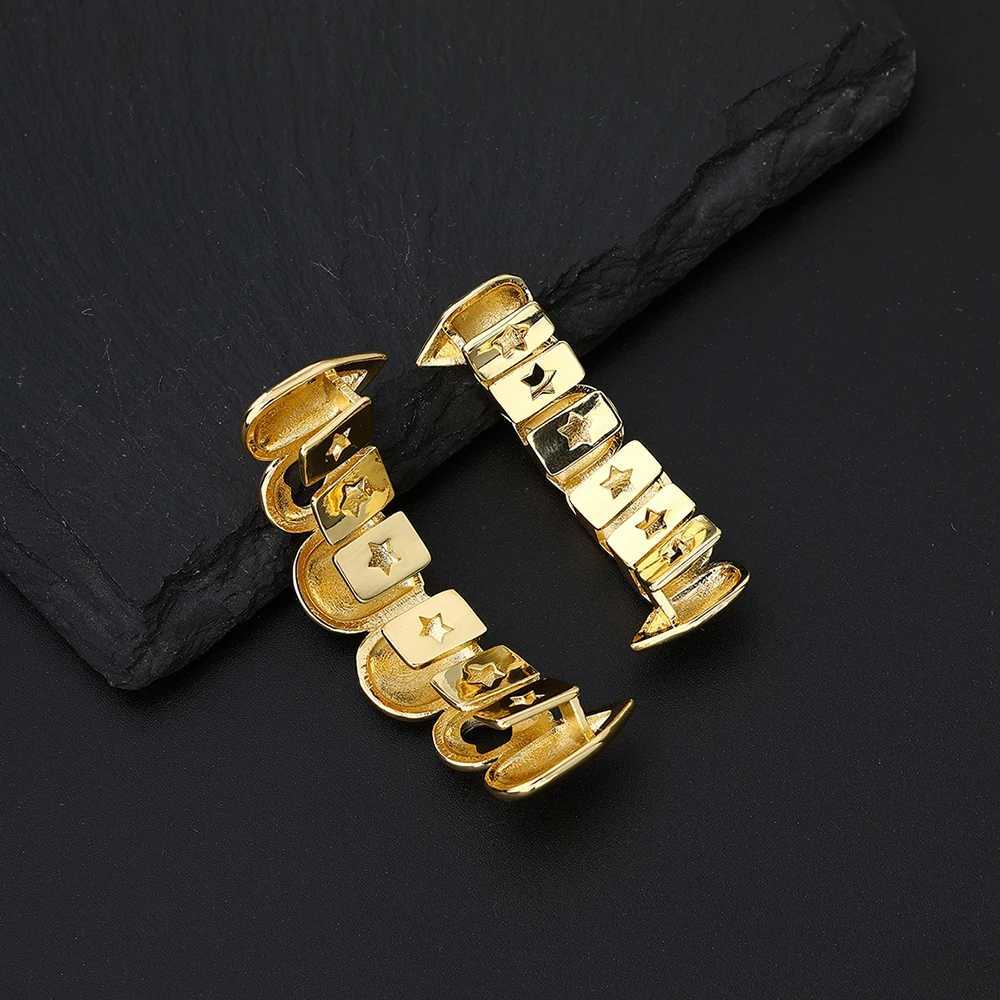 Hip Hop New Hollow Heart Dental Grill Set For Men Women Top Bottom Mouth Halloween Cosplay Teeth Grills Removable JewelryXJ241225