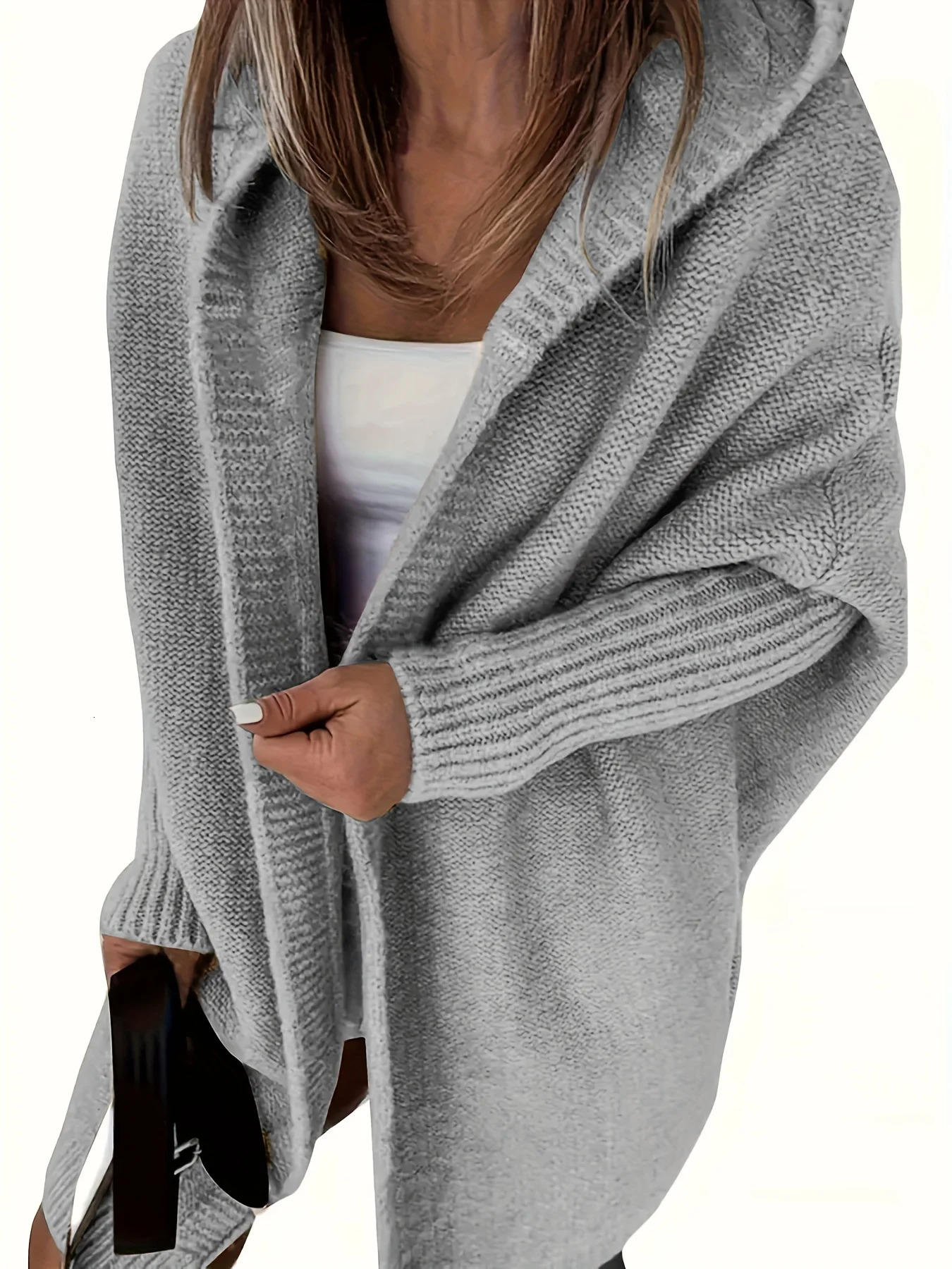 Plus size pure color warm cardigan 241225