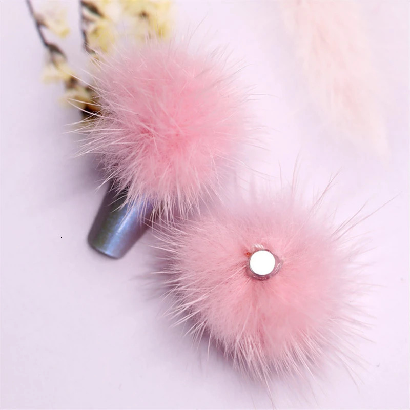 29pcs/Box Fluffy Nail Plush Ball Kawaii Nail Charms DIY Decoration Magnetic Pom Nail Pom Manicure Accessories Kit Charm 241225
