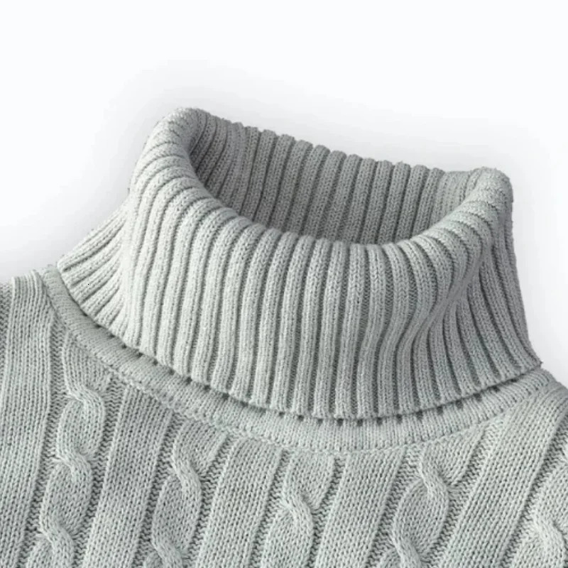 Mens High Neck Sweater Solid Color Pullover Knitted Warm Casual Turtleneck Sweatwear Woolen Winter Outdoor Tops 241225