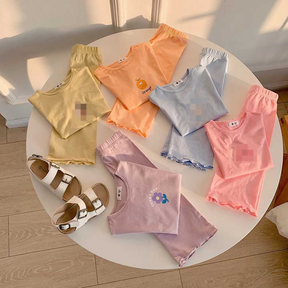 Clothing Sets Childrens Pajamas Set Summer Thin Section Baby Cotton Pajamas Homewear Ice Silk Girls Casual Pajamas Homewear Two-Piece SetY241225FGOI