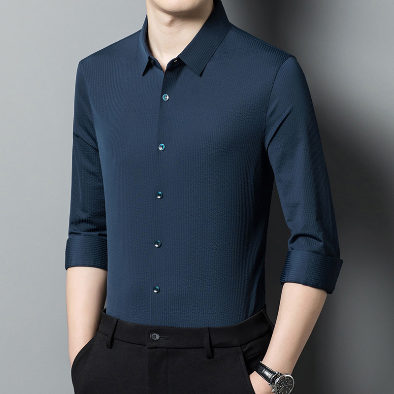 M12241 Men's solid color business long-sleeved shirt 2024 autumn new