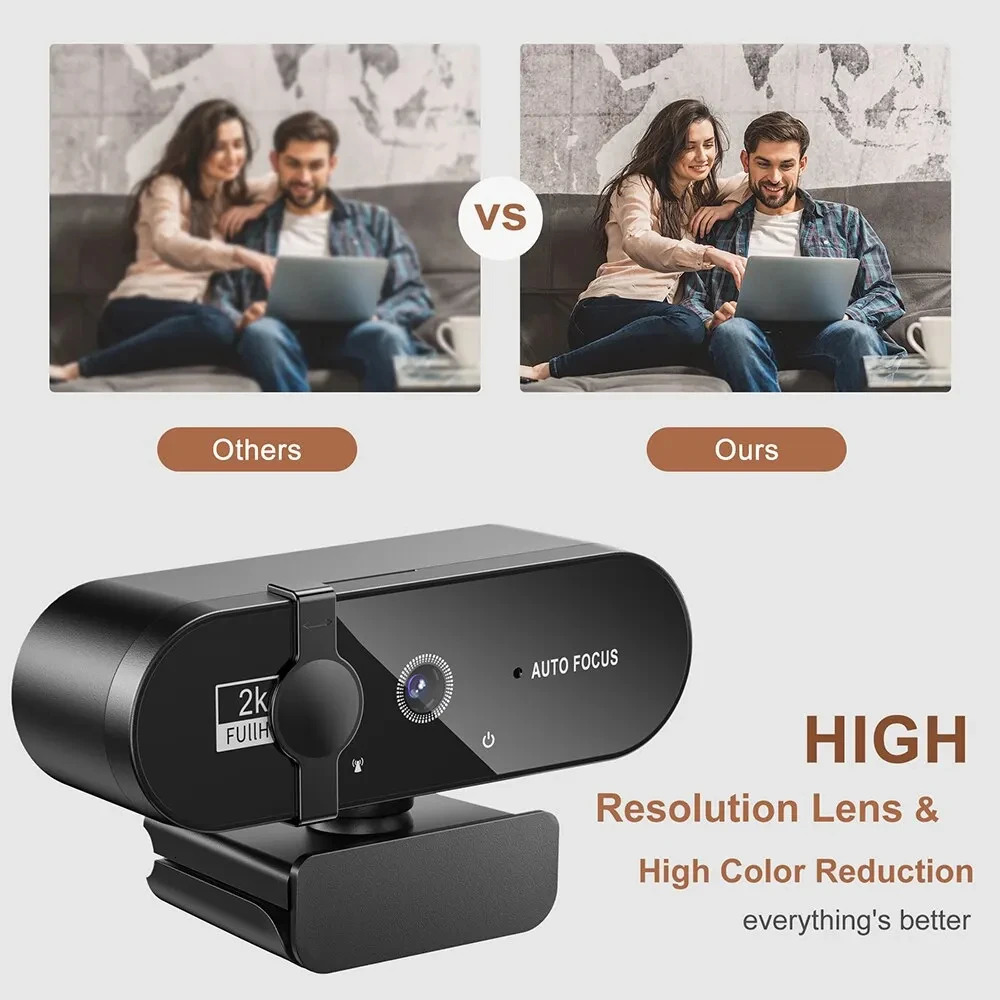 4K Webcam 1080P Mini Camera 2K Full HD Webcam with Microphone 30fps USB Web Cam for Auto Focus PC Laptop Video Shooting Camera 241225