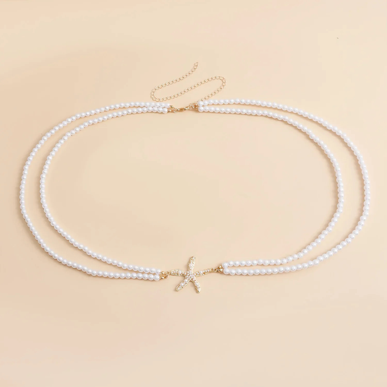 Belly Chain for Women Pearl Beaded Waist Chain Multilayers Beach Leisure Starfish Dress Accessories Body Jewelry Gift 241225