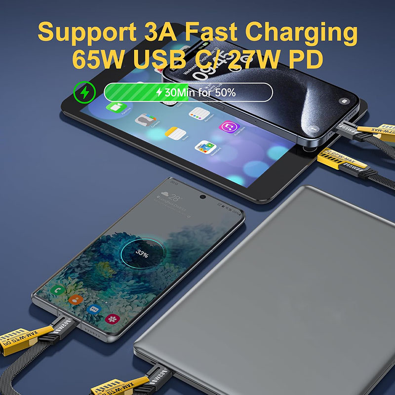 Multi Charging Cable, 4 in 1 Universal Fast Charging Cable with USB A/USB C to Type C 65W 27W PD, Connectors Cable Compatible with iPhone iPad Android