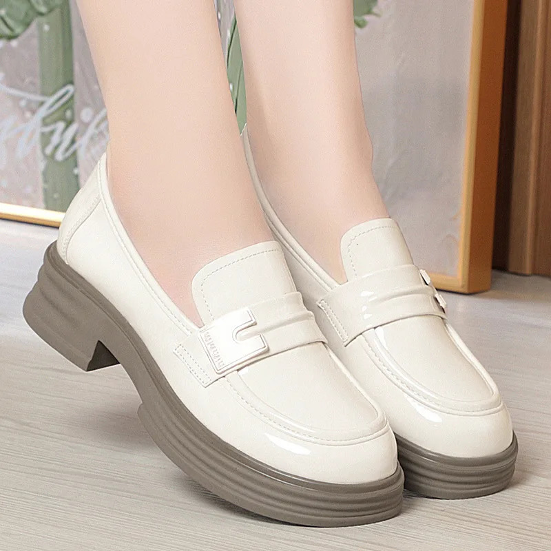 Chunky Loafers Shoes Spring Women Japanese Style Slip On Black Single Pumps Shoes Women Fashion Girls Thick Sole Heel 241225