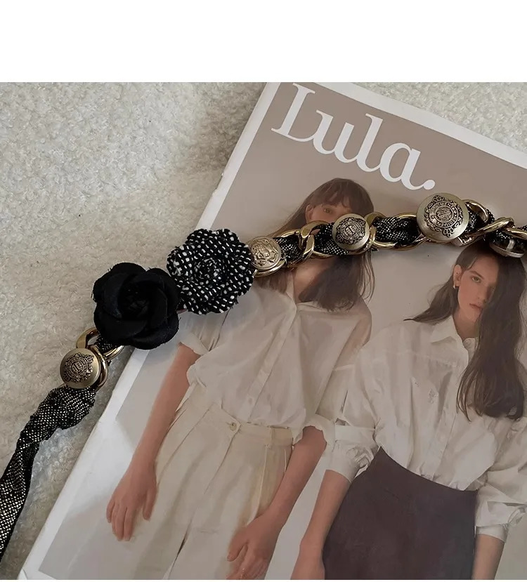 Niche fashion metal retro belt for womens y2k Chinese style flower high-end accessory waist chain 241225