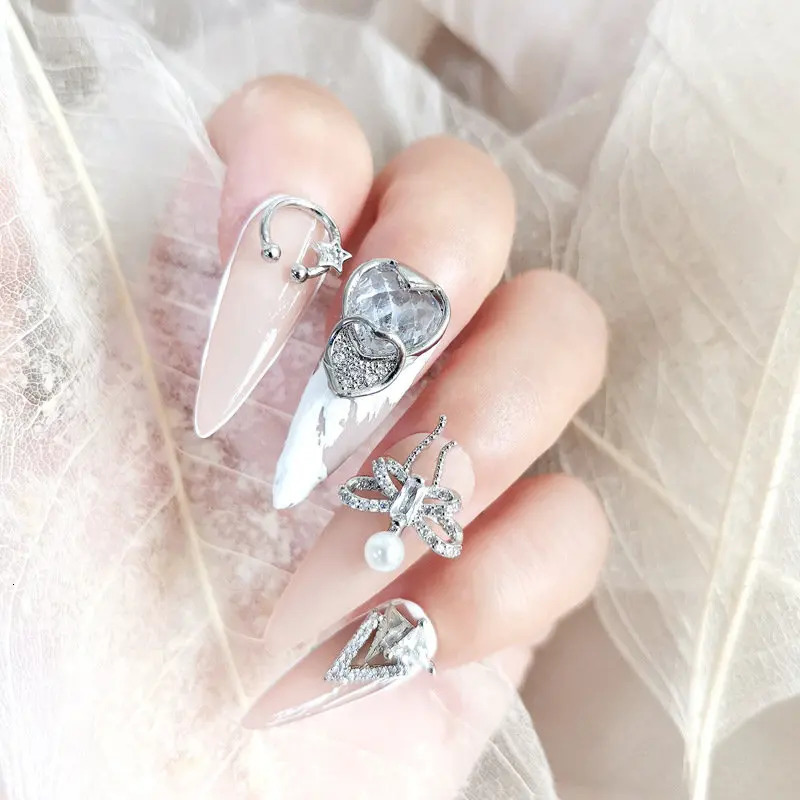 10pcs/lot 3D Love Flower Zircon Crystals Metal Alloy Rhinestones Jewelry Nail Art Decorations Nails Accessories Charms Supplies 241225