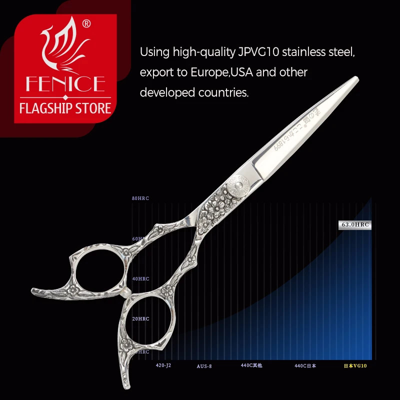 Fenice 6 inch Master Series High-end VG10 Steel hair cutting scissors barber scissors hairdressing shears salon styling shears 241225