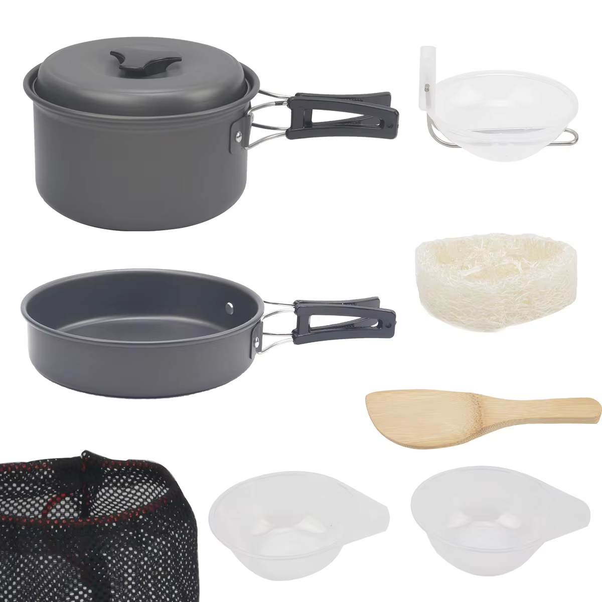 outdoor portable aluminum camping kitchen cookware set camping pot fry pans