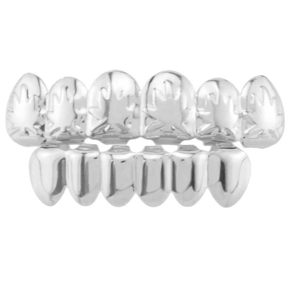 1set Hip Hop Teeth Grillz Gold Plated Dental Grills Rock Tooth Grillz Cs Crystal Teeth Cs Halloween Vampire Tooth Men GiftXJ241225