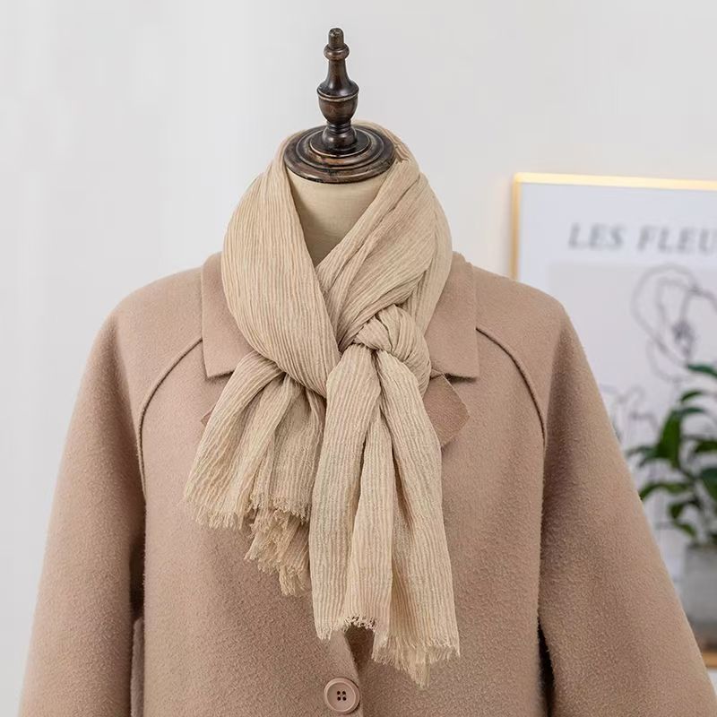 T032 New Korean Style Room Shawl Outerwear Women's Warm Windproof Neck Thin Cotton and Linen Scarf