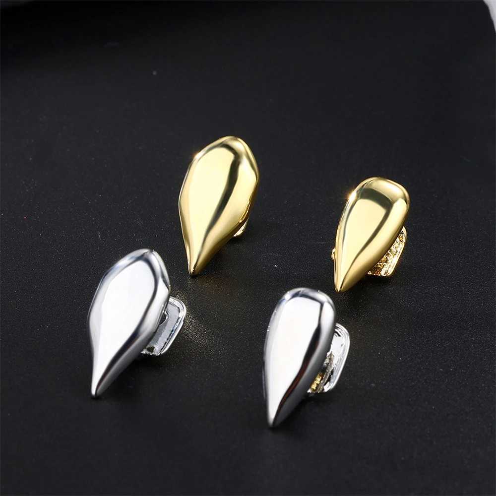 1Pcs Hip Hop Single Grillz Teeth For Men Women Gold Silver Color Copper Halloween Vampire Cosplay Grills Teeth Jewelry Gift XJ241225