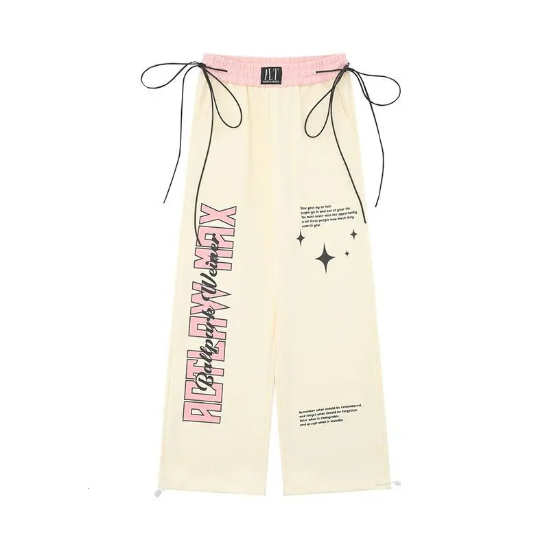 QWEEK Korean High Waist Pants Streetwear Y2K Sweatpants Women Hip Hop Kpop Letter Oversize Jogging Sports Harajuku Outfits 241220