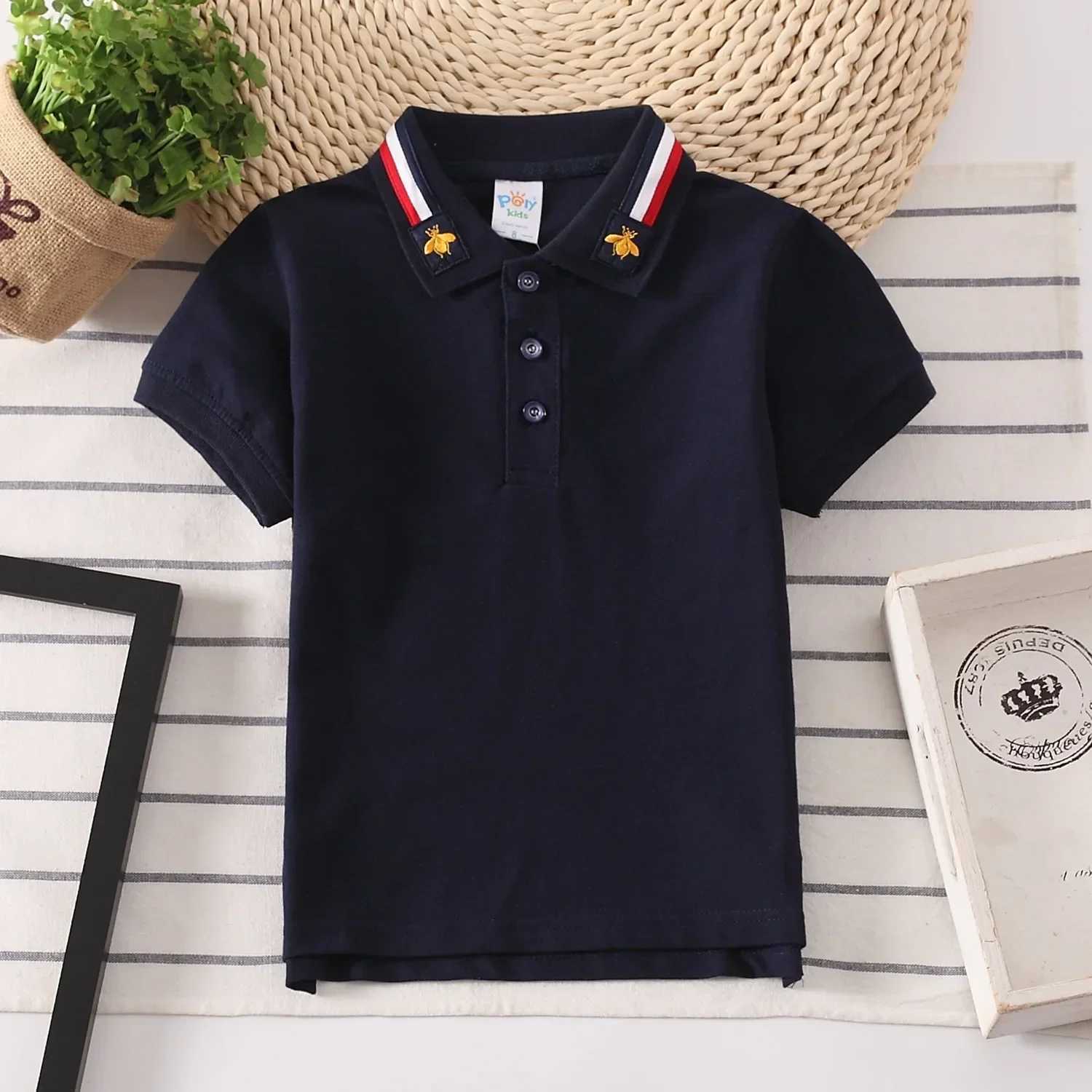 Baby Boys Summer Polo Shirt Cotton Breathable Childrens Clothes Kids Turn-down Collar Striped Tee Boys Short Sleeves Shirt TopsXJ241225