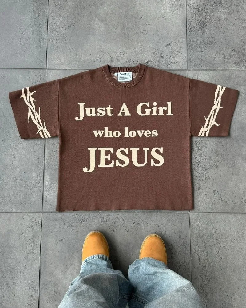 Pure Cotton Round Neck Clothing Street Fashion Loose Casual Oversized T-shirt Men Y2k Retro Letter Print Short-sleeved Women 241224