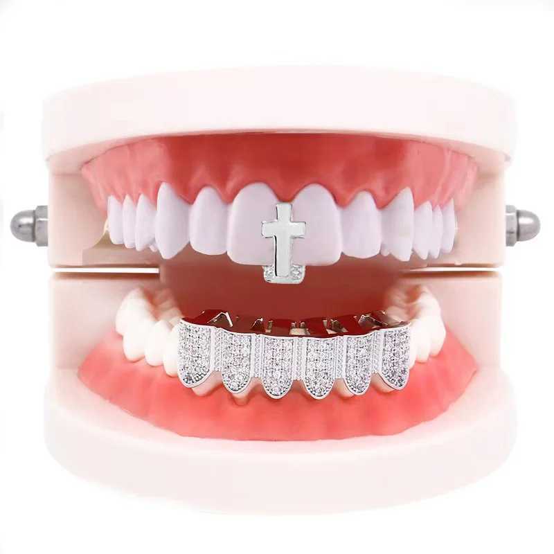 Punk Long Stick Vertical Bar Zircon Teeth Grillz Hip Hop CZ Stone Tooth Cs For Women Men Bo Jewelry GiftXJ241225